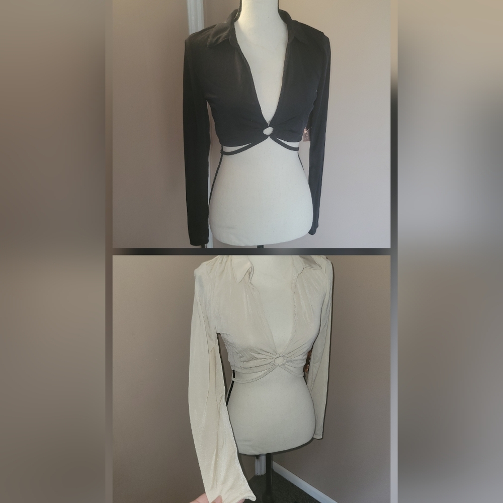 Elegant Black and Cream Women's Tops